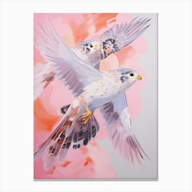 Pink Ethereal Bird Painting American Kestrel 2 Canvas Print