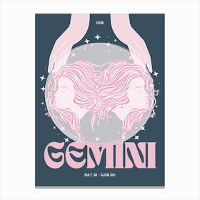 Navy Zodiac Gemini Canvas Print