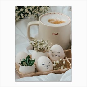 Love, Coffee And Eggs Canvas Print