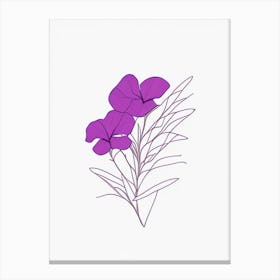 Vinca Floral Minimal Line Drawing 1 Flower Canvas Print