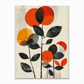 Orange And Black Flowers Canvas Print