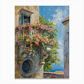 Balcony View Painting In Amalfi 2 Canvas Print