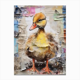 Fun Duckling Collage Mixed Media 3 Canvas Print