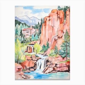 The Broadmoor   Colorado Springs, Colorado   Resort Storybook Illustration 1 Canvas Print