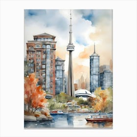 Toronto Canada Watercolor 1 Canvas Print