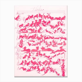 Cat Symphony Pink Canvas Print