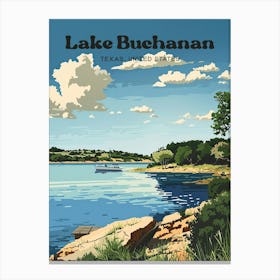 Lake Buchanan Texas Camping Digital Travel Art Canvas Print