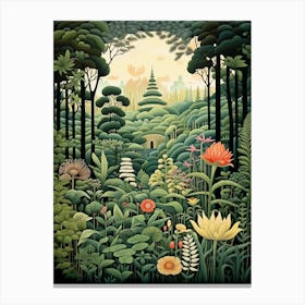 Ninna Ji Temple Japan Henri Rousseau Style 2 Canvas Print