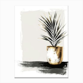 Gold Plant In A Pot Canvas Print