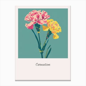 Carnation 2 Square Flower Illustration Poster Canvas Print