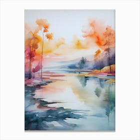 Watercolor Of A Lake 2 Canvas Print