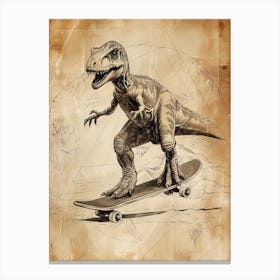 Vintage Heterodontosaurus Dinosaur On A Skateboard 1 Canvas Print