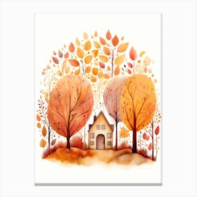 Cute Autumn Fall Scene 26 Canvas Print