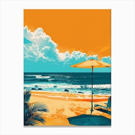 Beach Chair And Umbrella Canvas Print