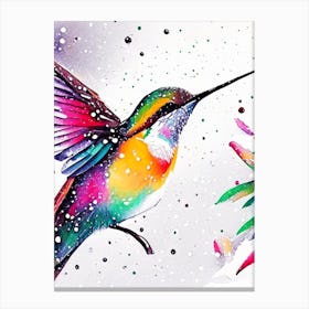 Hummingbird In Snowfall Marker Art 1 Canvas Print
