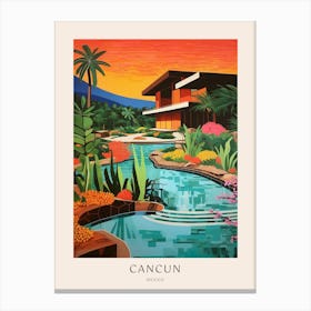 Cancun, Mexico 2 Midcentury Modern Pool Poster Canvas Print