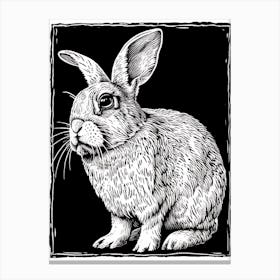 English Lop Blockprint Rabbit Illustration 9 Canvas Print