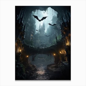 Silhouette Of Bats  Illustration 2 Canvas Print