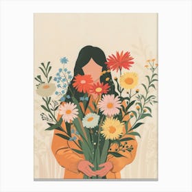 Spring Girl With Wild Flowers 1 Canvas Print