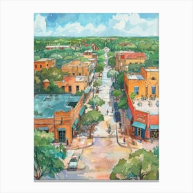 Storybook Illustration Red River Cultural District Austin Texas 1 Canvas Print