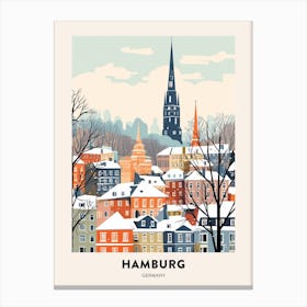 Vintage Winter Travel Poster Hamburg Germany 3 Canvas Print