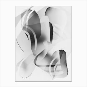 Black And White Moving Shapes Abstract Canvas Print