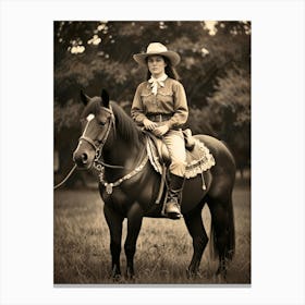 Cowgirl On Horseback 1 Canvas Print