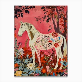 Floral Animal Painting Horse 2 Canvas Print