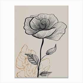 Line Art Roses Flowers Illustration Neutral 17 Canvas Print