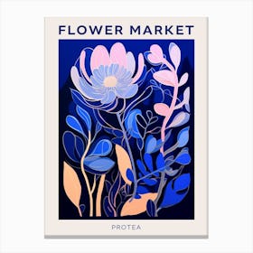 Blue Flower Market Poster Protea 3 Canvas Print