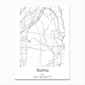 Ikoma,Japan Minimalist Map Canvas Print