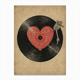 Vinyl Record Heart Canvas Print