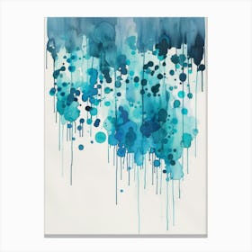 Blue Watercolor Drips Canvas Print