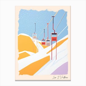 Poster Of Les 3 Vallees   France, Ski Resort Pastel Colours Illustration 0 Canvas Print