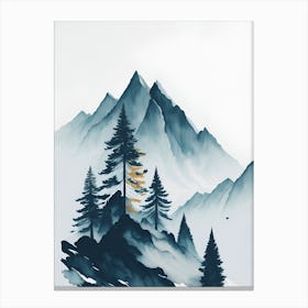 Mountain And Forest In Minimalist Watercolor Vertical Composition 324 Canvas Print