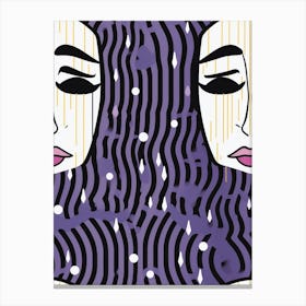 Purple Sad Abstract Face Canvas Print