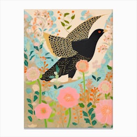 Maximalist Bird Painting Blackbird 4 Canvas Print