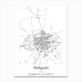 Holguin,Cuba Minimalist Map Canvas Print