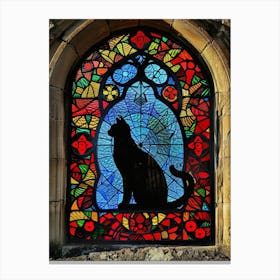 Cat In Stained Glass Window 7 Canvas Print