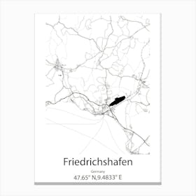 Friedrichshafen,Germany Minimalist Map Canvas Print