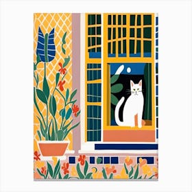 Cat In The Window Style Henri Matisse 2 Canvas Print