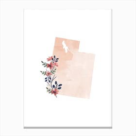 Utah Watercolor Floral State Canvas Print
