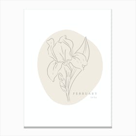 February Iris Birth Flower | Neutral Florals Canvas Print