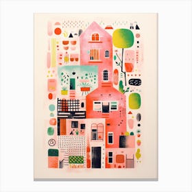 A House In Buenos Aires, Abstract Risograph Style 3 Canvas Print