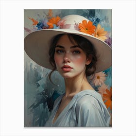 Portrait Of A Woman In A Hat 1 Canvas Print