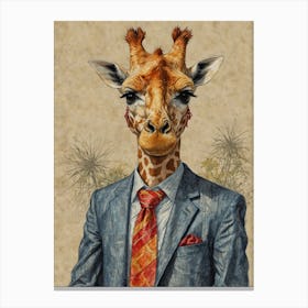 Giraffe In Suit 10 Canvas Print