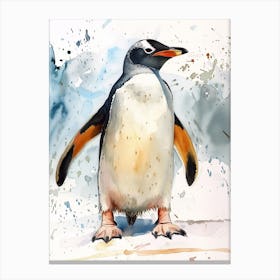 Humboldt Penguin Sea Lion Island Watercolour Painting 2 Canvas Print