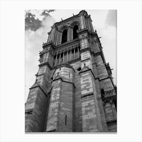 Old Notre Dame Cathedral Tower in Black and White Canvas Print