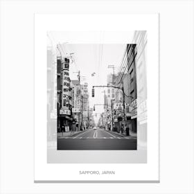 Poster Of Sapporo, Japan, Black And White Old Photo 4 Canvas Print