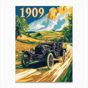 Aihrgdesign A Vintage Poster Of An Early Open Top Automobile 2 Canvas Print